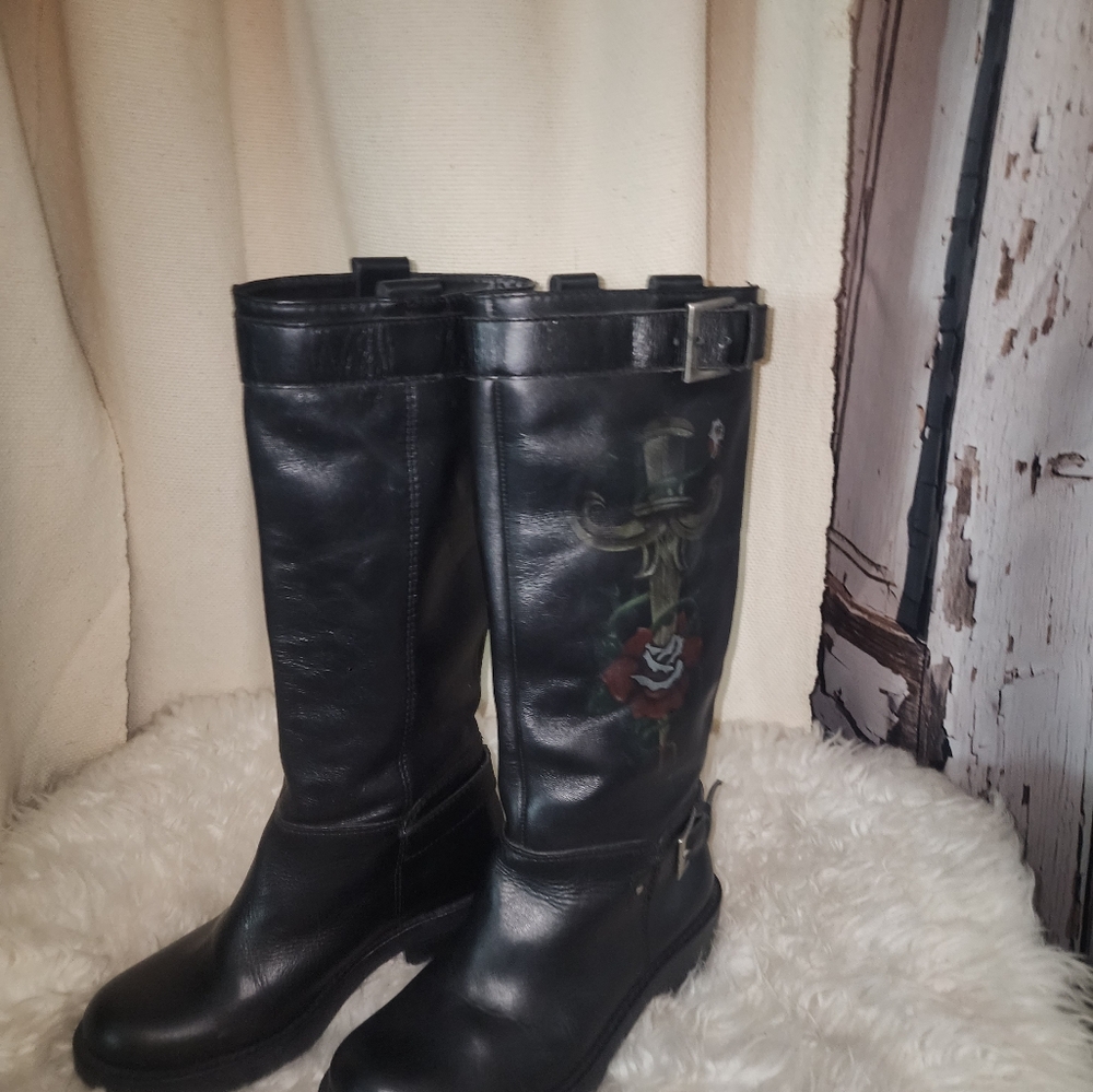 Leather Mia Biker Moto Boots